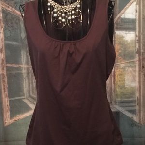 Ann Taylor chocolate brown sleeveless blouse.